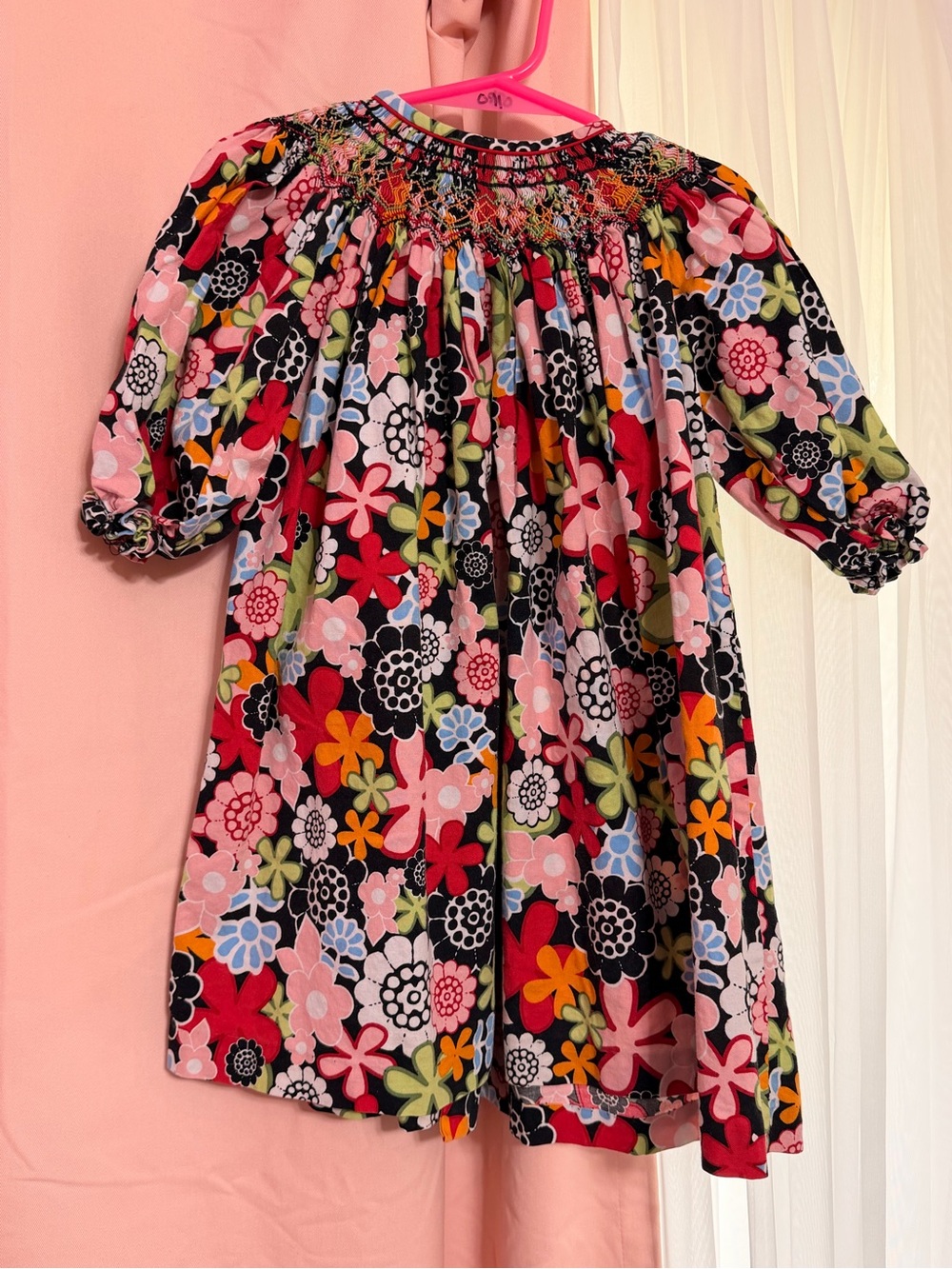 Girls Floral Smocked Dress in Multi Color